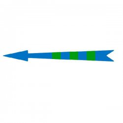 Xplo - lipni žymėjimo mėlyna rodyklė su žaliais simboliais