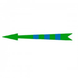 Xplo - klijuojanti žalia rodyklė su mėlynomis žymėmis
